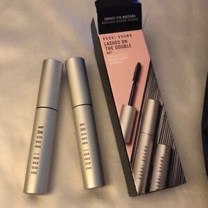 Bobbi Brown Lashes On The Double Set Smokey Eye Black Mascara Full Size NIB